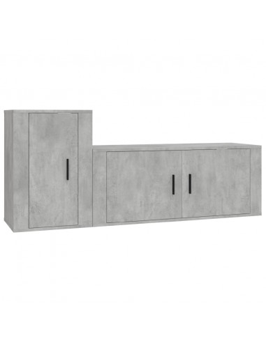 Set di Mobili Porta TV 2 pz Grigio Cemento in Legno Multistrato
