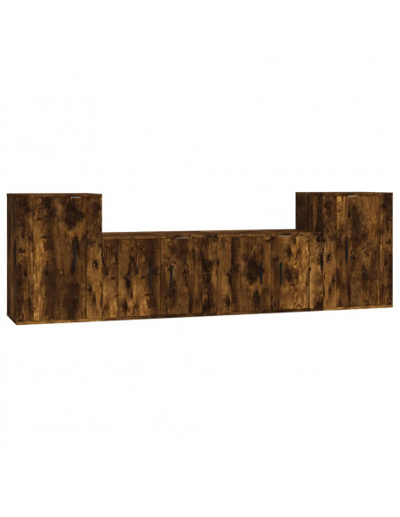 Set di Mobili Porta TV 4 pz Rovere Fumo in Legno Multistrato