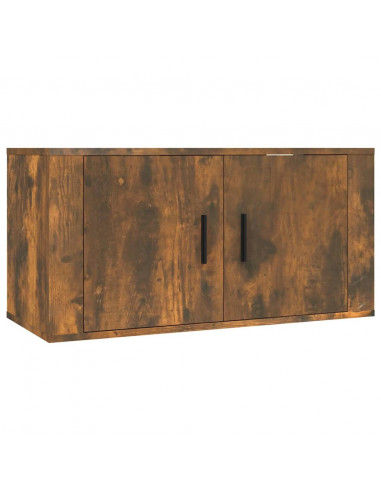 Set Mobili Porta TV 3 pz Rovere Fumo in Legno Multistrato