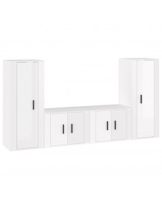 Set di Mobili Porta TV 4 pz Bianco Lucido in Legno Multistrato 2