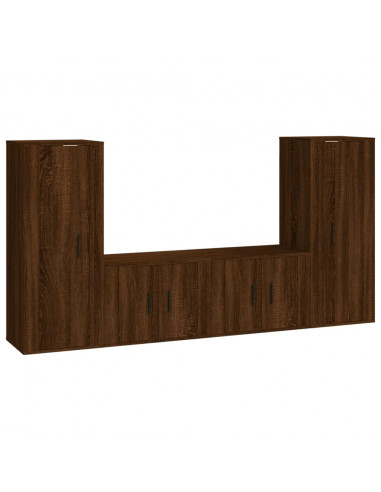 Set Mobili Porta TV 4 pz Rovere Marrone in Legno Multistrato