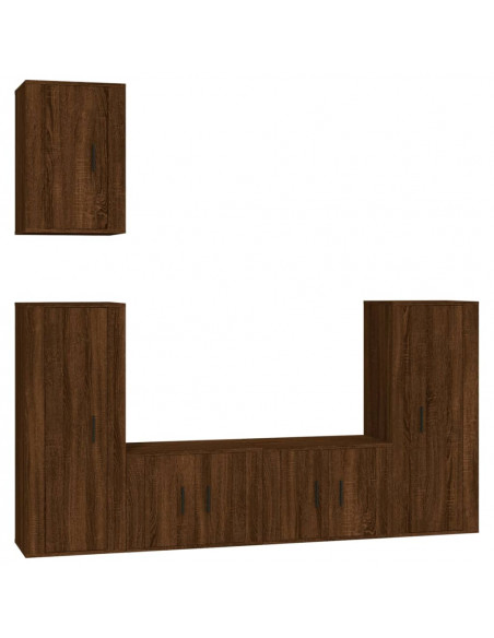 Set Mobili Porta TV 5 pz Rovere Marrone in Legno Multistrato