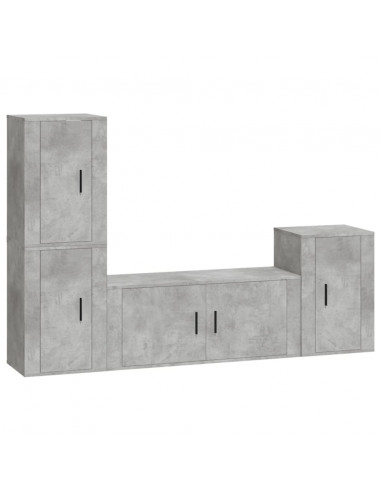 Set di Mobili Porta TV 4 pz Grigio Cemento in Legno Multistrato