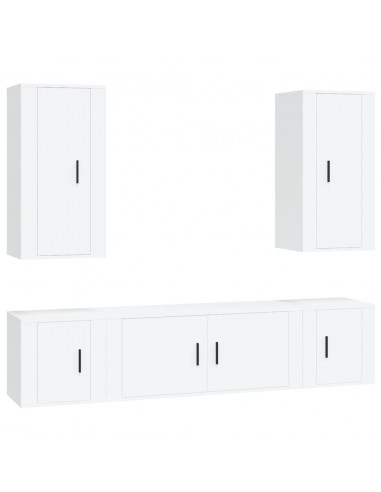 Set di Mobili Porta TV 5 pz Bianco in Legno Multistrato