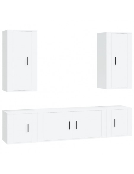 Set di Mobili Porta TV 5 pz Bianco in Legno Multistrato
