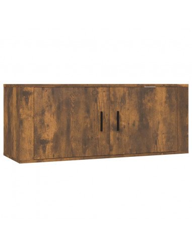 Set di Mobili Porta TV 5 pz Rovere Fumo in Legno Multistrato