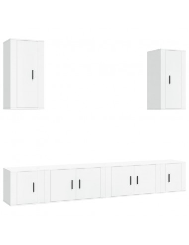Set di Mobili Porta TV 6 pz Bianco in Legno Multistrato