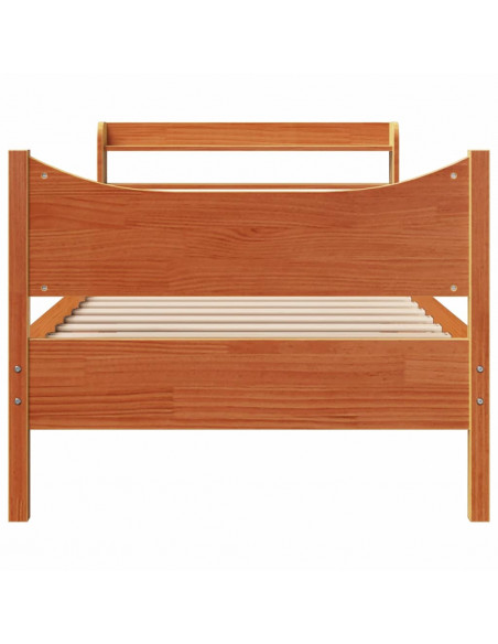Giroletto con Testiera Marrone Cera 90x190 cm Massello Pino