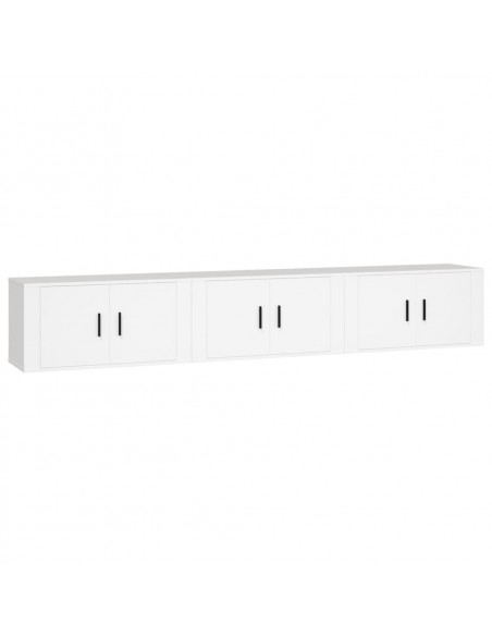 Mobili Porta TV a Parete 3 pz Bianco 80x34,5x40 cm