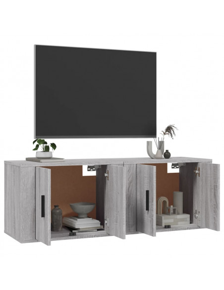Mobili Porta TV a Parete 2 pz Grigio Sonoma 57x34,5x40 cm