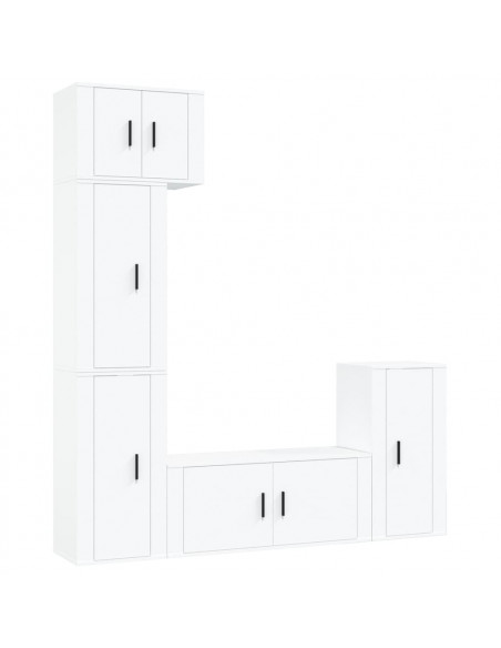 Set di Mobili Porta TV 5 pz Bianco in Legno Multistrato