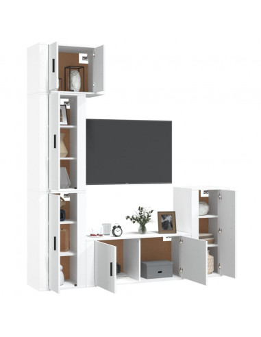 Set di Mobili Porta TV 5 pz Bianco in Legno Multistrato