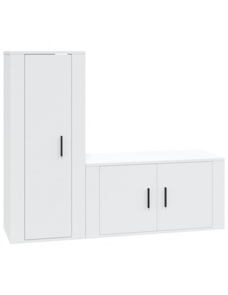 Set di Mobili Porta TV 2 pz Bianco in Legno Multistrato