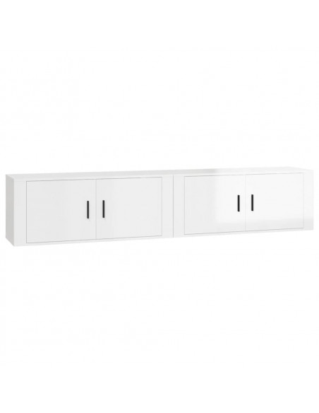 Mobili Porta TV a Parete 2 pz Bianco Lucido 100x34,5x40 cm