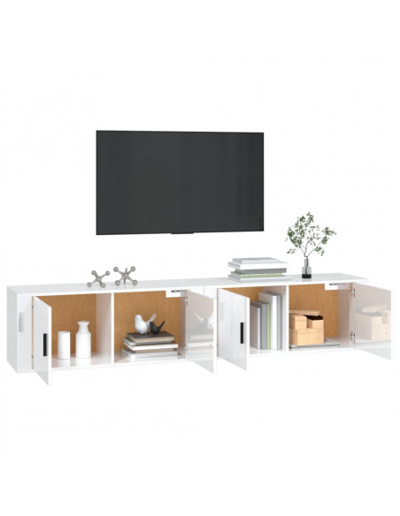 Mobili Porta TV a Parete 2 pz Bianco Lucido 100x34,5x40 cm
