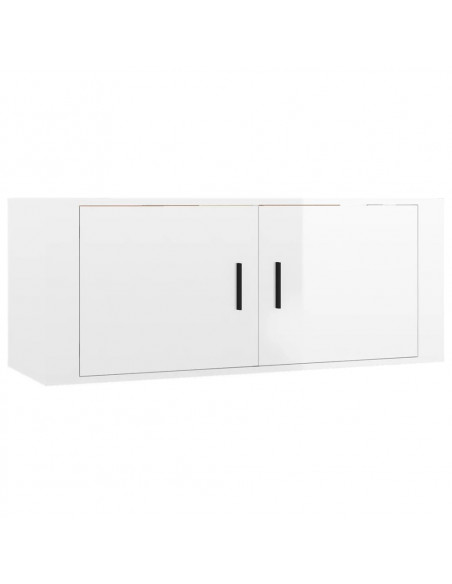 Mobili Porta TV a Parete 2 pz Bianco Lucido 100x34,5x40 cm