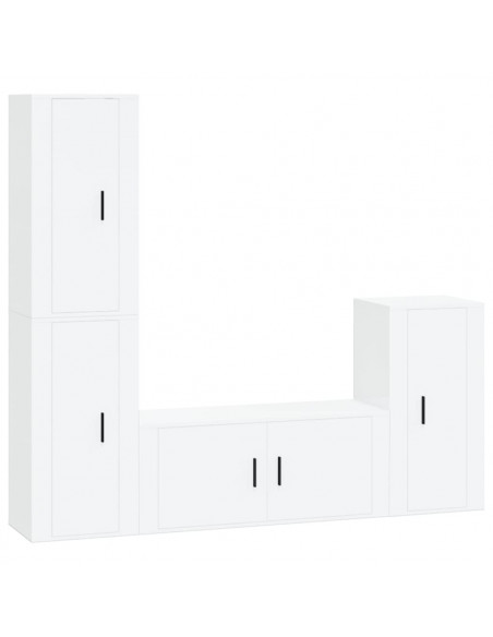 Set di Mobili Porta TV 4 pz Bianco Lucido in Legno Multistrato