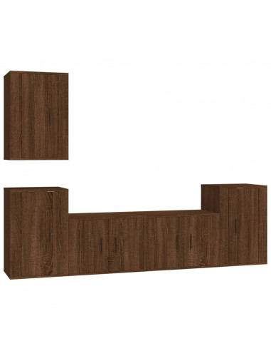 Set Mobili Porta TV 5 pz Rovere Marrone in Legno Multistrato