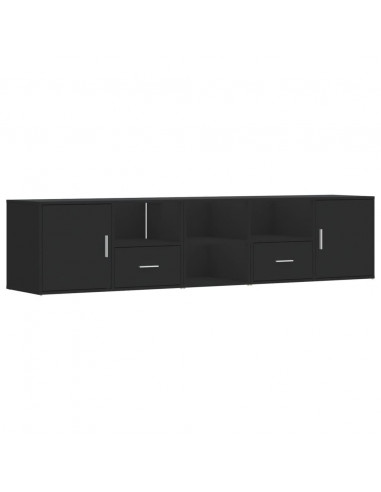 Mobile Angolare Nero 200x40x45 cm in Truciolato