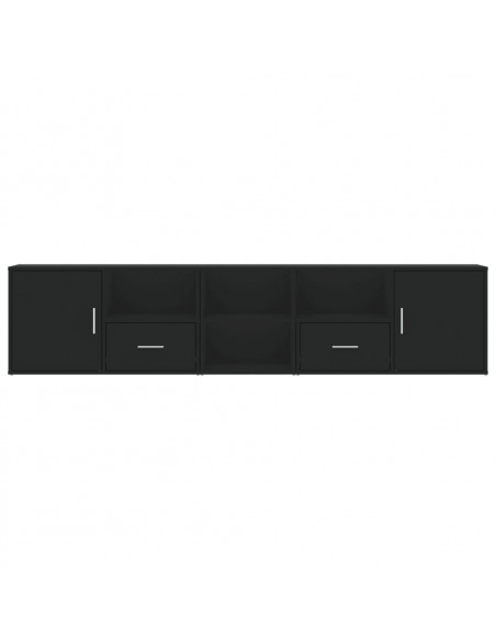 Mobile Angolare Nero 200x40x45 cm in Truciolato
