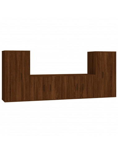 Set Mobili Porta TV 4 pz Rovere Marrone in Legno Multistrato
