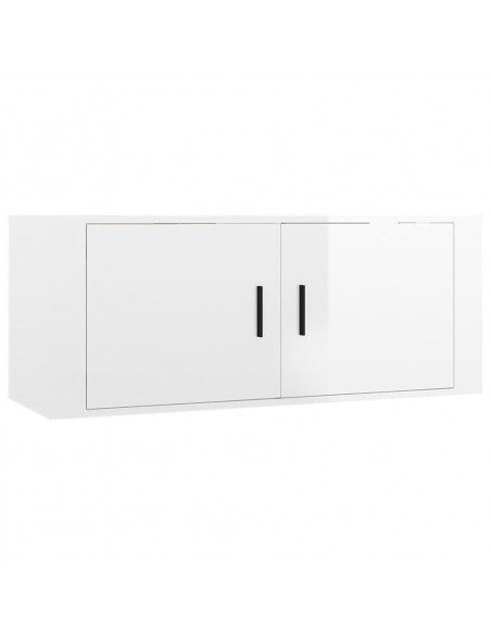 Set Mobili Porta TV 8pz Bianco Lucido in Legno Multistrato
