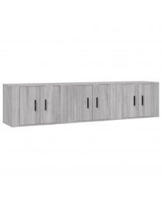 Mobili Porta TV a Parete 3 pz Grigio Sonoma 57x34,5x40 cm 2