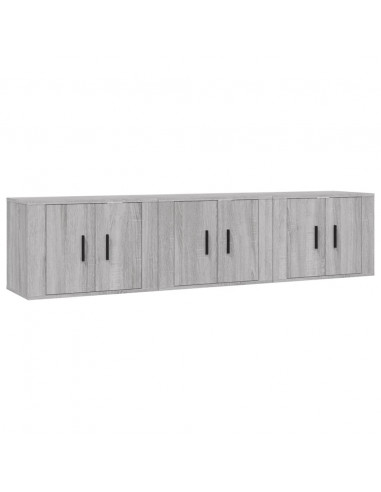 Mobili Porta TV a Parete 3 pz Grigio Sonoma 57x34,5x40 cm