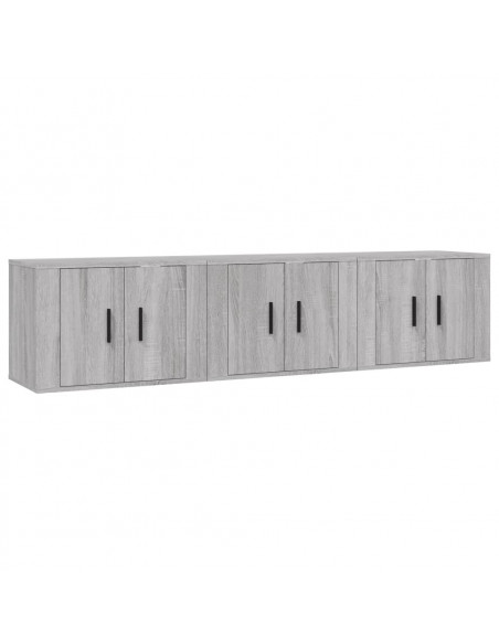 Mobili Porta TV a Parete 3 pz Grigio Sonoma 57x34,5x40 cm