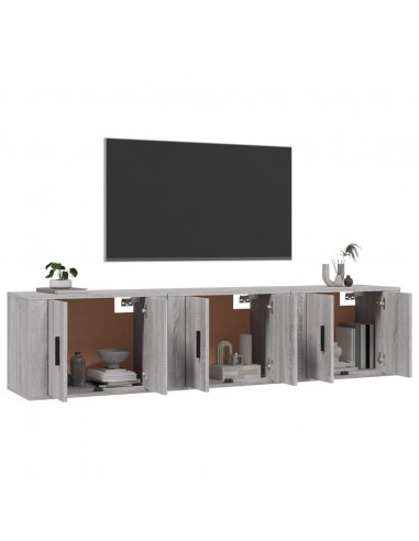 Mobili Porta TV a Parete 3 pz Grigio Sonoma 57x34,5x40 cm