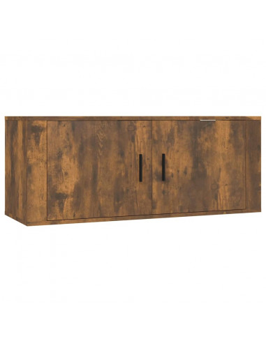 Set Mobili Porta TV 2 pz Rovere Fumo in Legno Multistrato