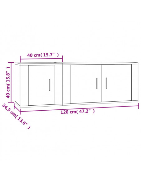 Set di Mobili Porta TV 2 pz Grigio Cemento in Legno Multistrato