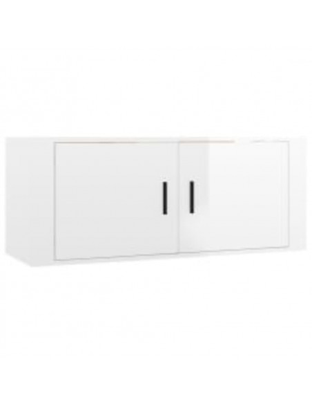Set di Mobili Porta TV 2 pz Bianco Lucido in Legno Multistrato