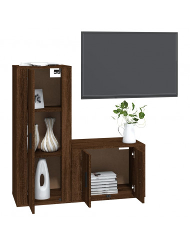 Set Mobili Porta TV 2 pz Rovere Marrone in Legno Multistrato