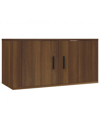 Set Mobili Porta TV 2 pz Rovere Fumo in Legno Multistrato