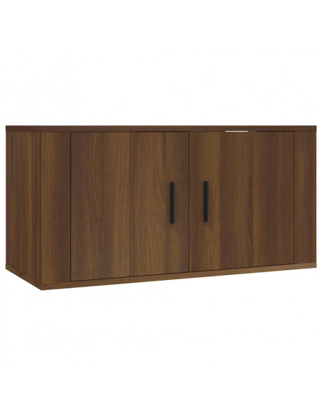 Set Mobili Porta TV 2 pz Rovere Fumo in Legno Multistrato