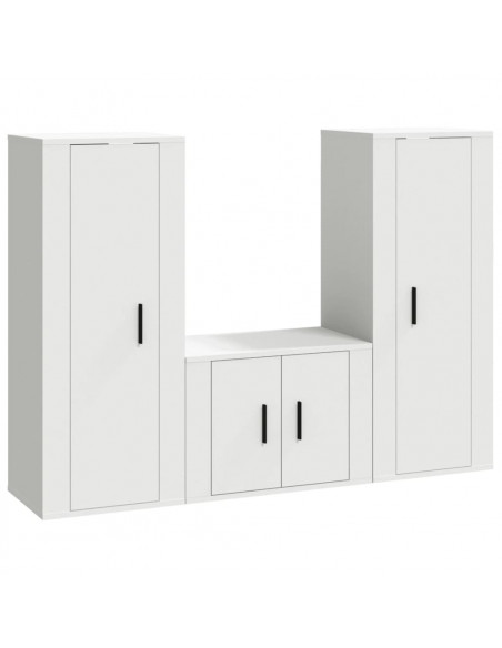 Set Mobili Porta TV 3 pz Bianco in Legno Multistrato