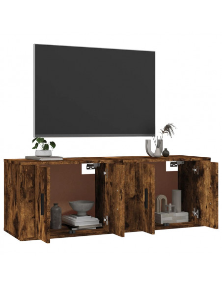 Mobili Porta TV a Parete 2 pz Rovere Fumo 57x34,5x40 cm