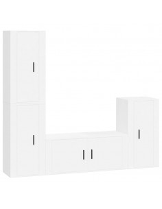 Set di Mobili Porta TV 4 pz Bianco in Legno Multistrato 2