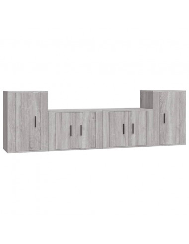 Set di Mobili Porta TV 4 pz Grigio Sonoma in Legno Multistrato