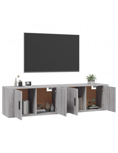 Mobili Porta TV a Parete 2 pz Grigio Sonoma 80x34,5x40 cm