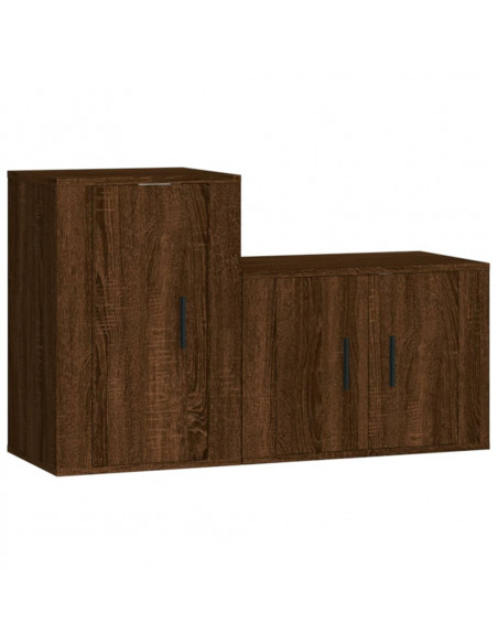 Set Mobili Porta TV 2 pz Rovere Marrone in Legno Multistrato