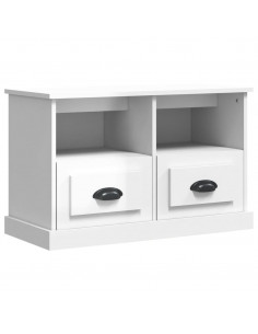 Mobile Porta TV Bianco Lucido 80x35x50 cm in Legno Multistrato 2