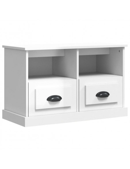 Mobile Porta TV Bianco Lucido 80x35x50 cm in Legno Multistrato