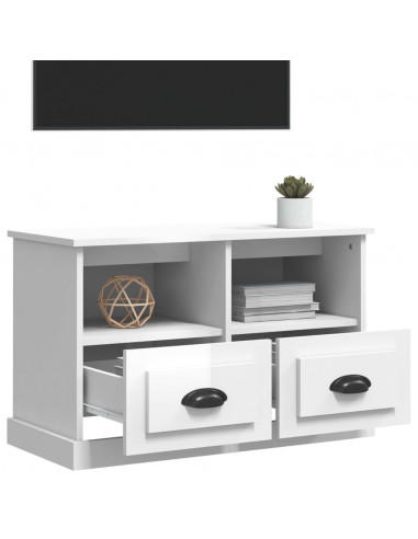 Mobile Porta TV Bianco Lucido 80x35x50 cm in Legno Multistrato