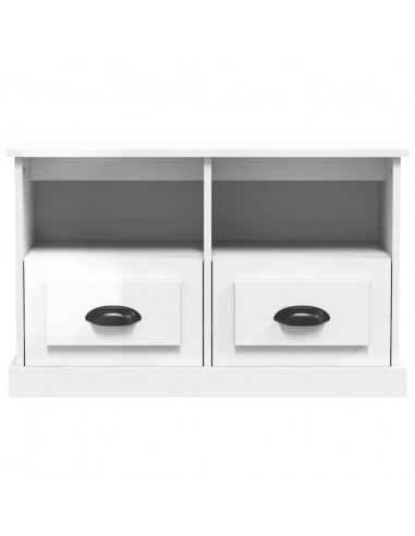 Mobile Porta TV Bianco Lucido 80x35x50 cm in Legno Multistrato