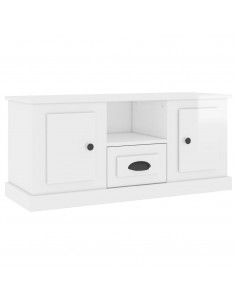Mobile Porta TV Bianco Lucido 100x35,5x45 cm Legno Multistrato 2