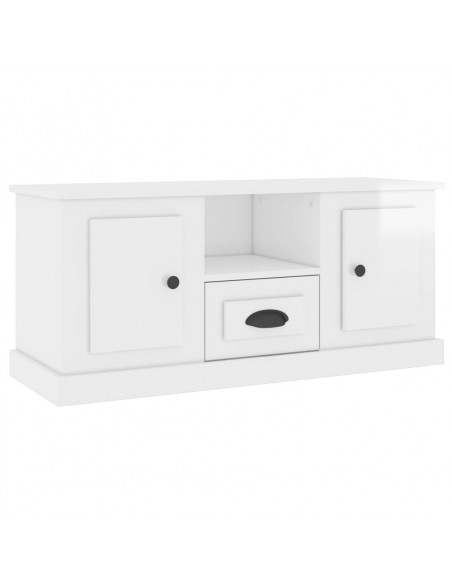 Mobile Porta TV Bianco Lucido 100x35,5x45 cm Legno Multistrato