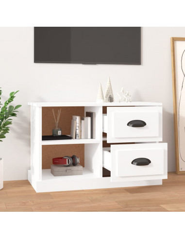 Mobile Porta TV Bianco Lucido 73x35,5x47,5 cm Legno Multistrato