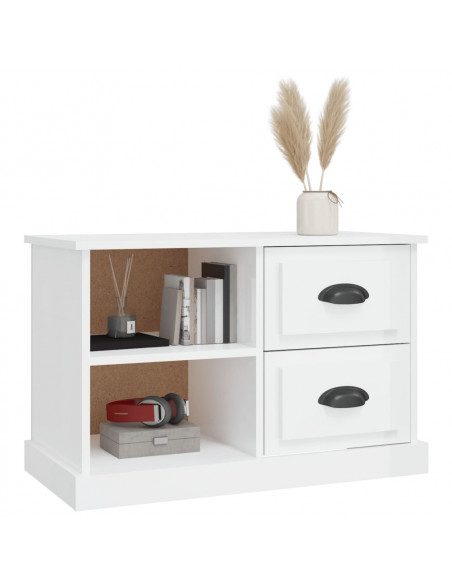 Mobile Porta TV Bianco Lucido 73x35,5x47,5 cm Legno Multistrato